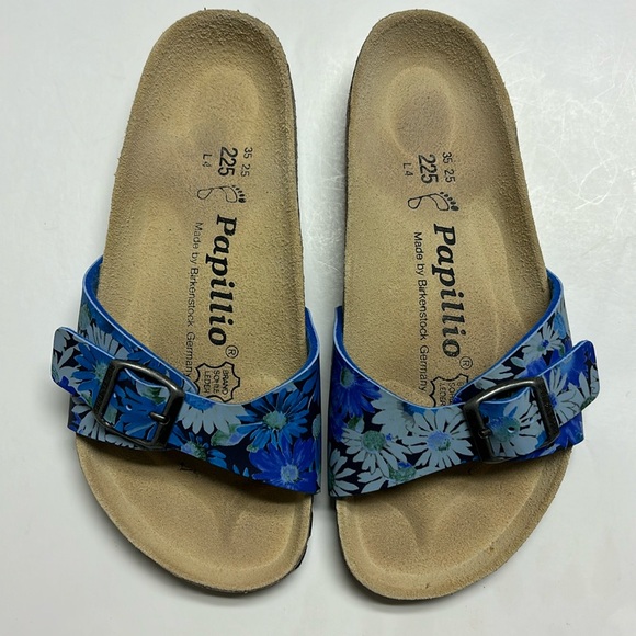 Birkenstock Shoes - Birkenstock Papillio Madrid Blue Flowered single strap Sandals size 35